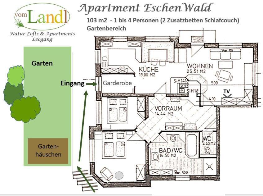 103 M2 Apartment Eschenwald Vomlandl 레오강 외부 사진
